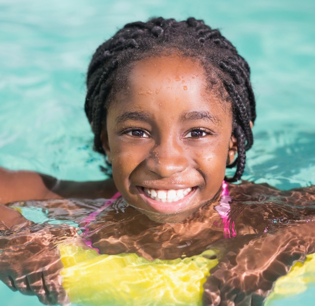 girl in yellow pool float home page image